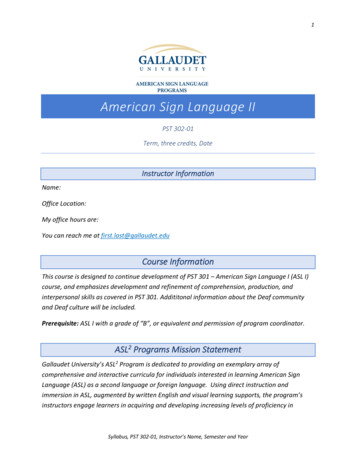 American Sign Language II - Gallaudet University