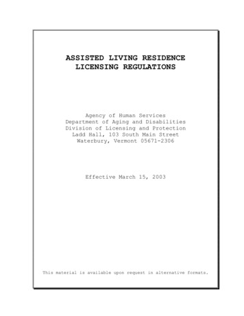 Assisted Living Residence Licensing Regulations