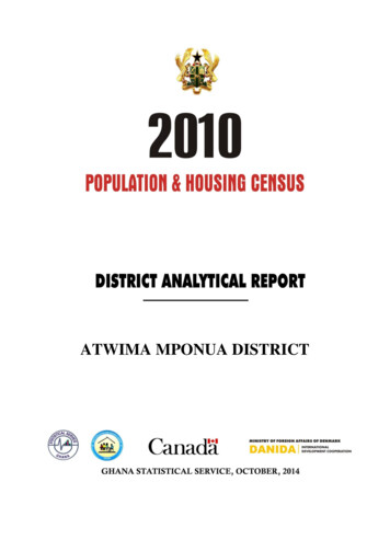 ATWIMA MPONUA DISTRICT - Ghana Statistical Services