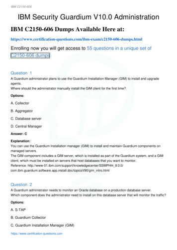IBM Security Guardium V10.0 Administration - Certification Questions