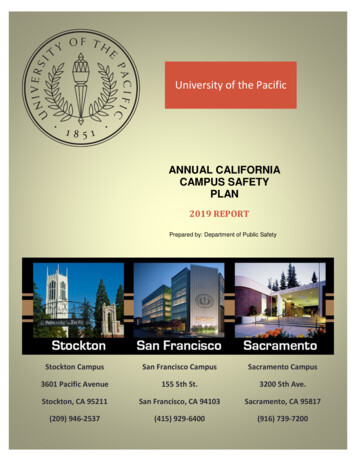ANNUAL CALIFORNIA CAMPUS SAFETY PLAN - University Of The Pacific