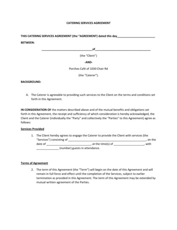 CATERING SERVICES AGREEMENT - River Bluffs Living