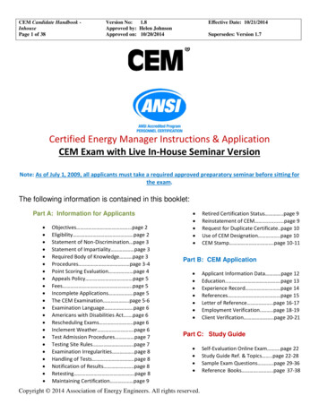 Certified Energy Manager Instructions & Application CEM Exam With Live .