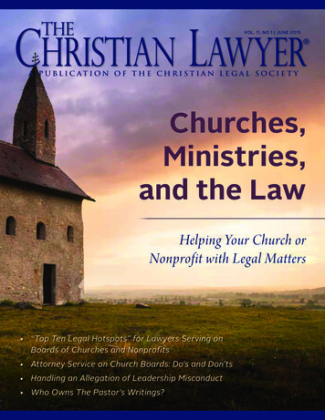 Churches, Ministries, And The Law - Christian Legal Society