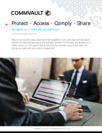 Protect - Access - Comply - Share - Commvault