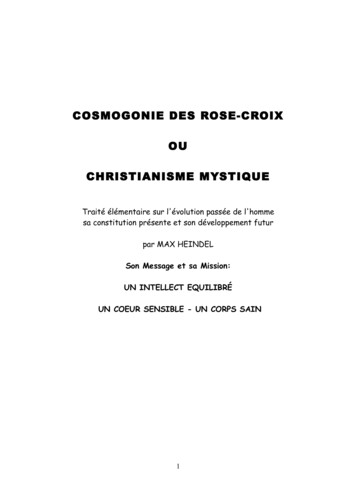 COSMOGONIE DES ROSE-CROIX OU CHRISTIANISME MYSTIQUE - Gpsdf