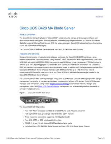 Cisco UCS B420 M4 Blade Server Data Sheet - Spectra Equipment