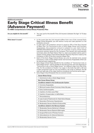 Early Stage Critical Illness Benefit (Advance Payment)