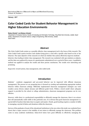 Color Coded Cards For Student Behavior Management In Higher . - ERIC