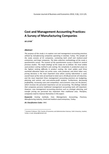 Cost And Management Accounting Practices: A Survey Of . - EJBE