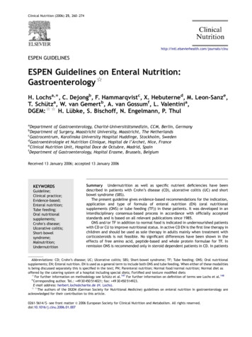 ESPEN Guidelines On Enteral Nutrition: Gastroenterology