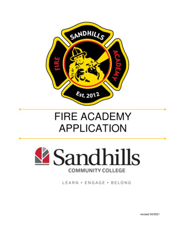FIRE ACADEMY APPLICATION - Sandhills Community College