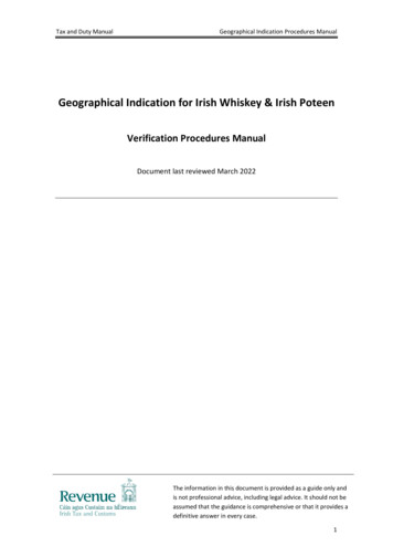 Geographical Indication For Irish Whiskey And Irish Poteen Poitin