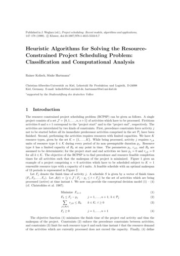 Heuristic Algorithms For Solving The Resource- Constrained . - HSBA