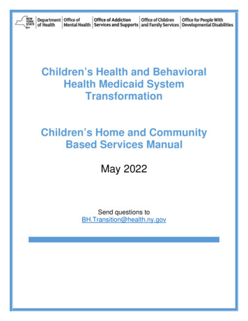Children's Home And Community Based Services (HCBS) Manual