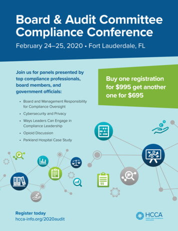 Board & Audit Committee Compliance Conference - HCCA Official Site