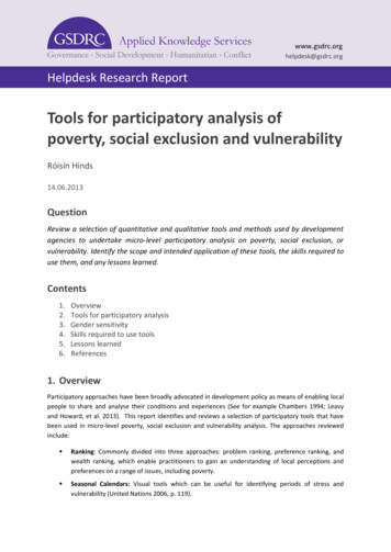 Tools For Participatory Analysis Of Poverty, Social Exclusion . - GSDRC