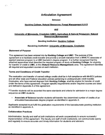 Articulation Agreement - Crk.umn.edu