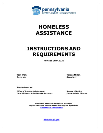 HOMELESS ASSISTANCE - Department Of Human Services