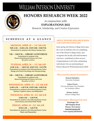 HONORS RESEARCH WEEK 2022 - William Paterson University