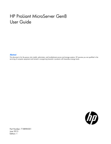 HP ProLiant Microserver Gen8 User Guide