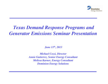 Texas Demand Response Programs And Generator Emissions Seminar Presentation