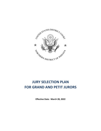 Jury Selection Plan For Grand And Petit Jurors