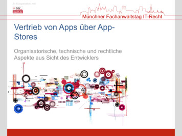 Münchner Fachanwaltstag IT-Recht Vertrieb Von Apps über App- Stores