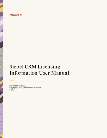 Siebel CRM Licensing Information User Manual