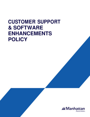 CUSTOMER SUPPORT & SOFTWARE ENHANCEMENTS POLICY - Manh