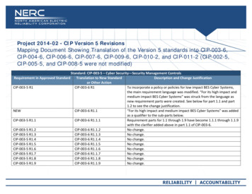 Project 2014-02 - CIP Version 5 Revisions Mapping Document Showing .