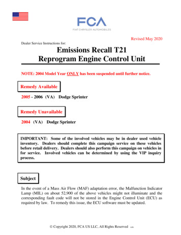 Revised May 2020 Emissions Recall T21 Reprogram Engine Control Unit