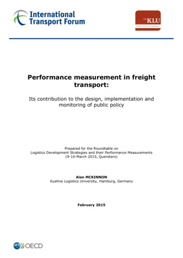 Performance Measurement In Freight Transport