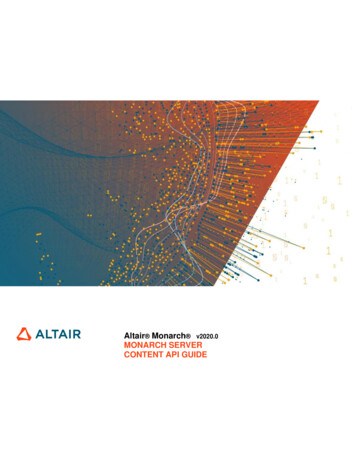 Monarch Server V2020.0 Content API Guide - Altair
