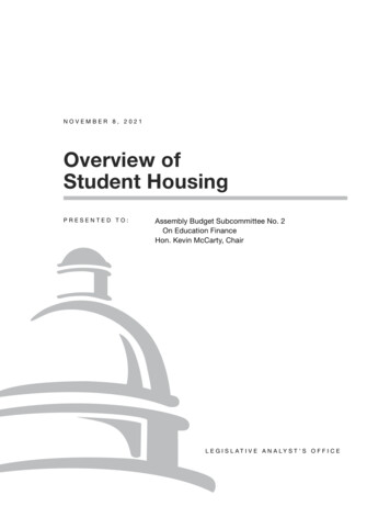 Overview Of Student Housing - Abgt.assembly.ca.gov