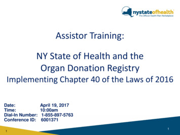Assistor Training: NY State Of Health And The Organ Donation Registry
