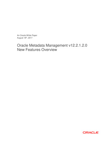 Oracle Metadata Management V12.2.1.2.0 New Features Overview