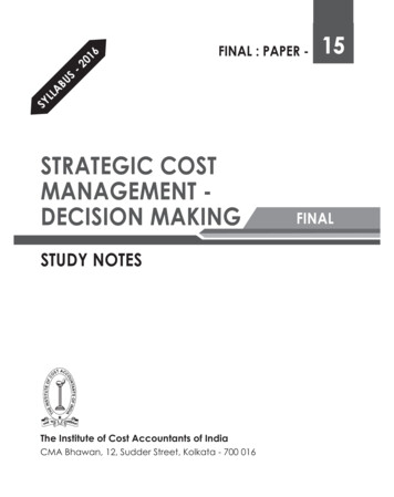 Strategic Cost Management - Decision Making Final