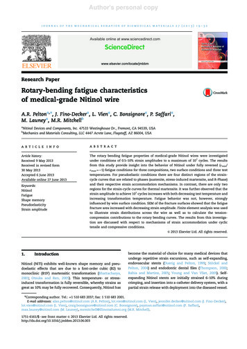 Rotary-bending Fatigue Characteristics Of Medical-grade Nitinol Wire