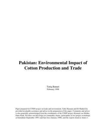 Pakistan: Environmental Impact Of Cotton Production And Trade