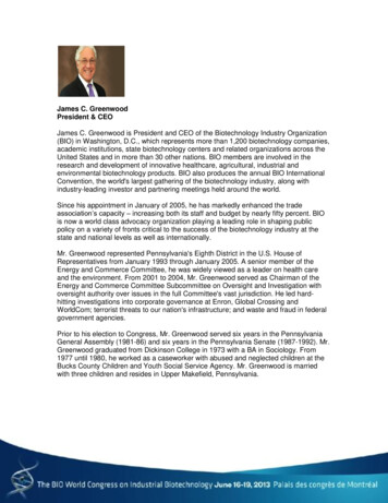 James C. Greenwood President & CEO - BIO
