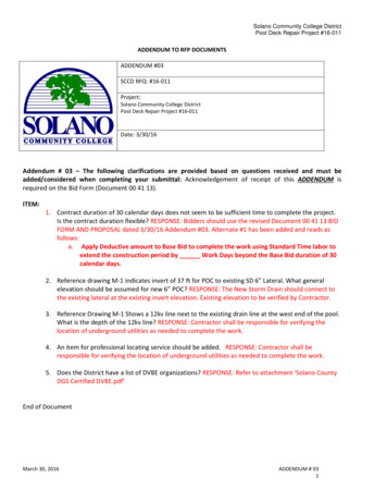 ADDENDUM TO RFP DOCUMENTS - Solano.edu