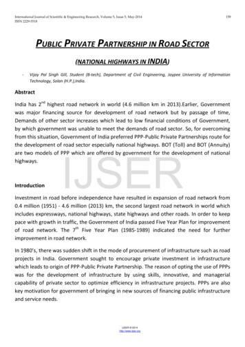 Public Private Partnership In Road Sector - Ijser
