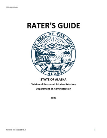 State Of Alaska Rater's Guide