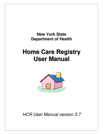 Home E Care E Registry Y User R Manu - New York State Department Of Health