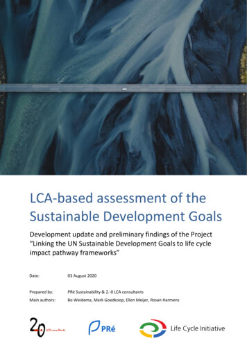 LCA-based Assessment Of The Sustainable Development Goals