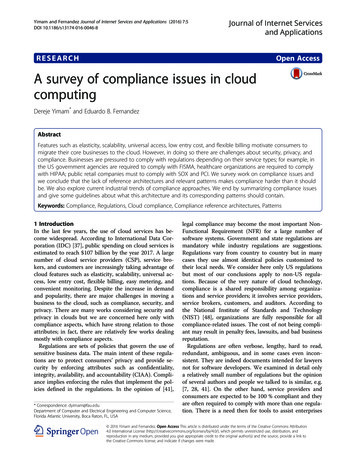 A Survey Of Compliance Issues In Cloud Computing - SpringerOpen