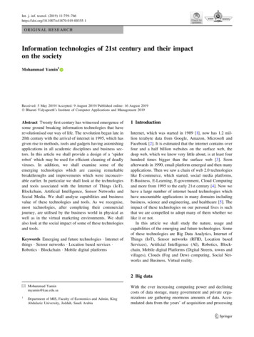Information Technologies Of 21st Century And Their Impact On . - Springer