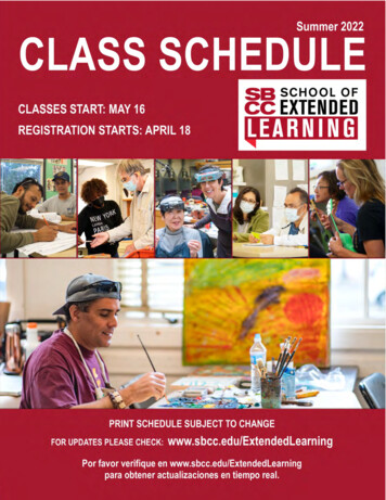 SBCC School Of Extended Learning SUMMER 2022