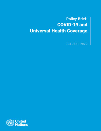 Policy Brief: COVID-19 And Universal Health Coverage